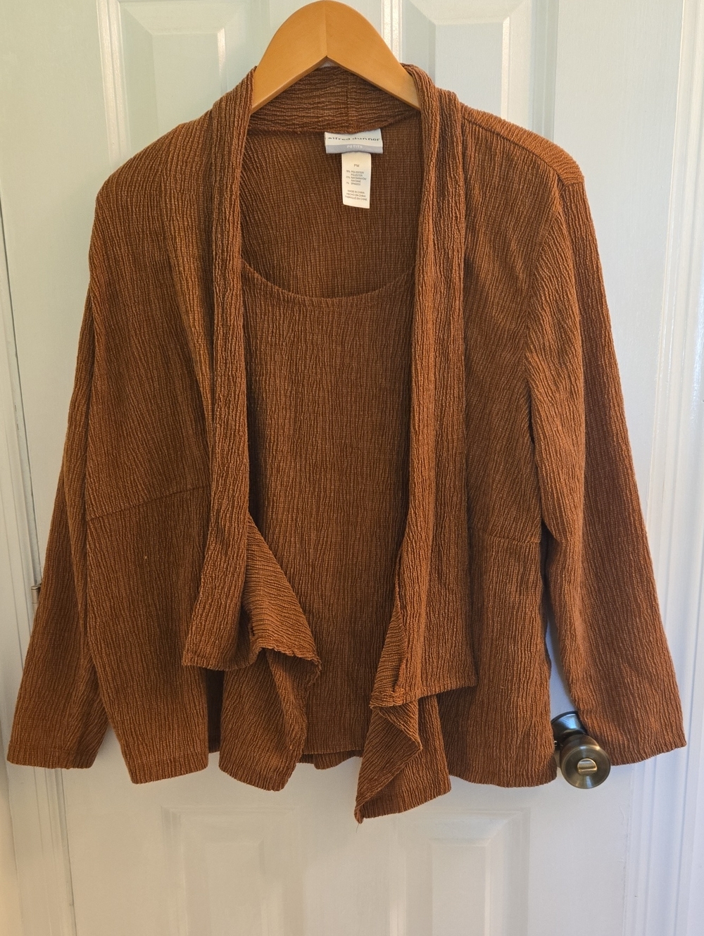 Textured Sleeveless Attached Cardigan